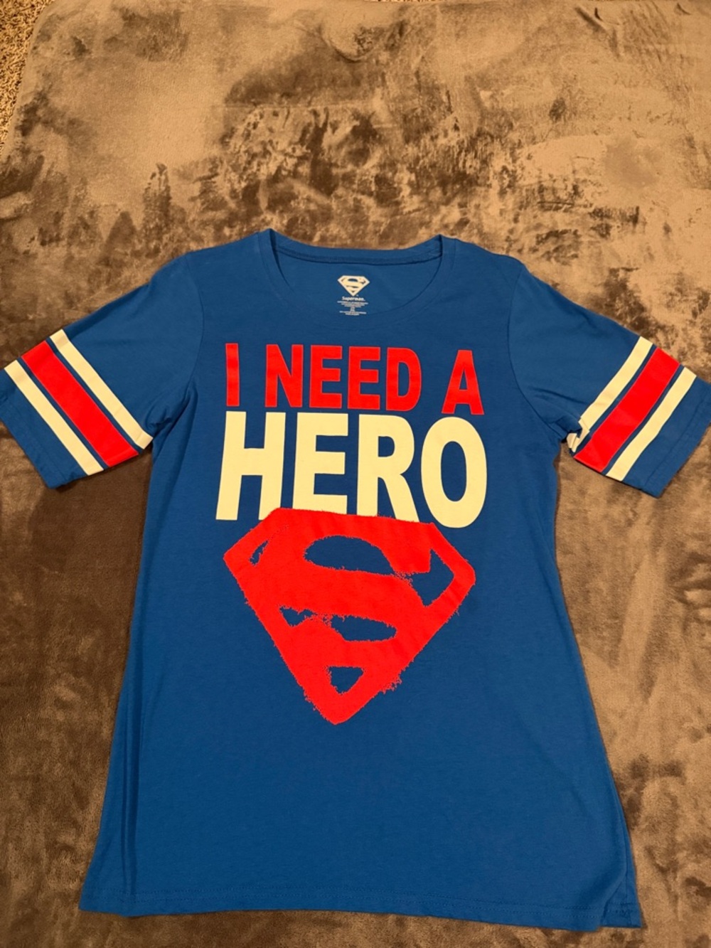 DC Comics Blue 'I Need A Hero' Short Sleeve Tee